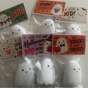 6pk Halloween Ghost Squishy Toys with Festive Topper Cards 6 Count Favors